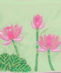 Green Lotus Choli And Tiered Lehenga With Pink Dupatta