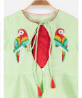Parrot Dhoti Set With Peplum Jacket
