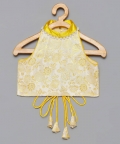 Yellow Brocade Top with Tulle Lehenga