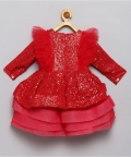 Red Sequins Ruffle Dress