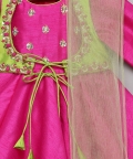 Fuchsia Pink Anarkali Gown with Green Jacket