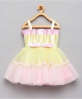 Pink Yellow Pleated Dress