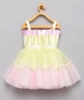 Pink Yellow Pleated Dress