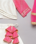 Pink White Pleated Silk Lehenga