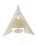 Cream, Pretend Play Teepee With Matching Bunting And Cushion