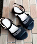 Black Mesh Peeptoe Sandals 