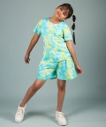 Tie & Dye Summer Loungewear With Top & Shorts For Kids Girl