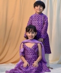 Chanderi Block Printed Sharara Set with Dupatta, Purple