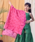 Chanderi Green Block Printed Sharara Set with Pink Dupatta