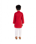 Red Cotton Kurta with White Pajama