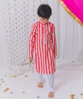 Red And White Striped Cotton Kurta Pajama Set