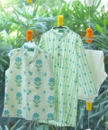 Handlock Print Floral Jacket Set (Teal Green)