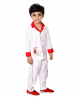 White Nightsuit With Red Color Detailing