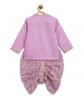 Baby Boy Dhoti Kurta Premium Cotton Set Embroidered-Purple