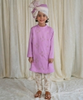 Boys Nawab Kurta Pyjama Cotton Set Embroidered-Purple