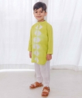 Boy Cotton Full Sleeves Kurta Set-Green
