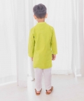 Boy Cotton Full Sleeves Kurta Set-Green