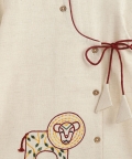 Lion Kurta Pyjama Set - Cream