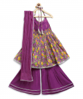 Girls Flared Sharara Set Printed Mango-Purple