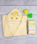 Baby Moo Giraffe Applique Hooded Towel & Wash Cloth Set