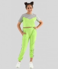 Green Pure Cotton Summer Jogger Set For With Crop Top