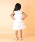 White Pleated Sequins Dress