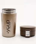 Metallic Coffee Mug With Press To Open Cap Yp351 - 350 Ml