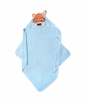 Baby Moo Nerdy Fox Blue Hooded Towel