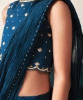 Saaz- Saree Style Sharara Set With Blouse - Set Of 2