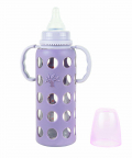 Baby Moo Good Grip Purple 240 ml Glass Feeding Bottle With Handle