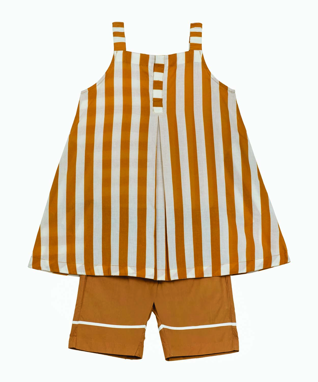 Sleeveless Dress Co-ord Mustard Stripe