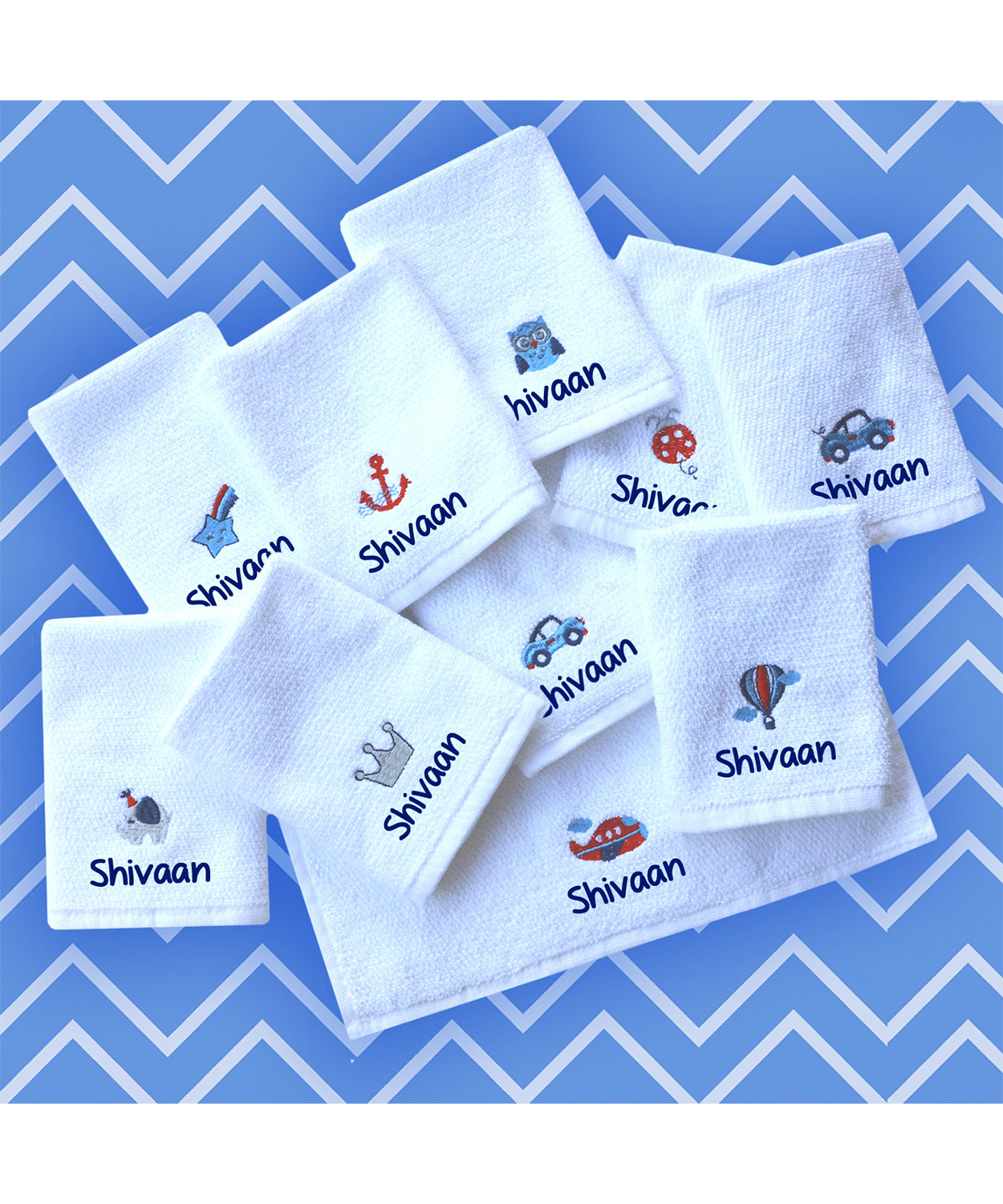 Personalised All Things Boys - Set of 10 Face Towels