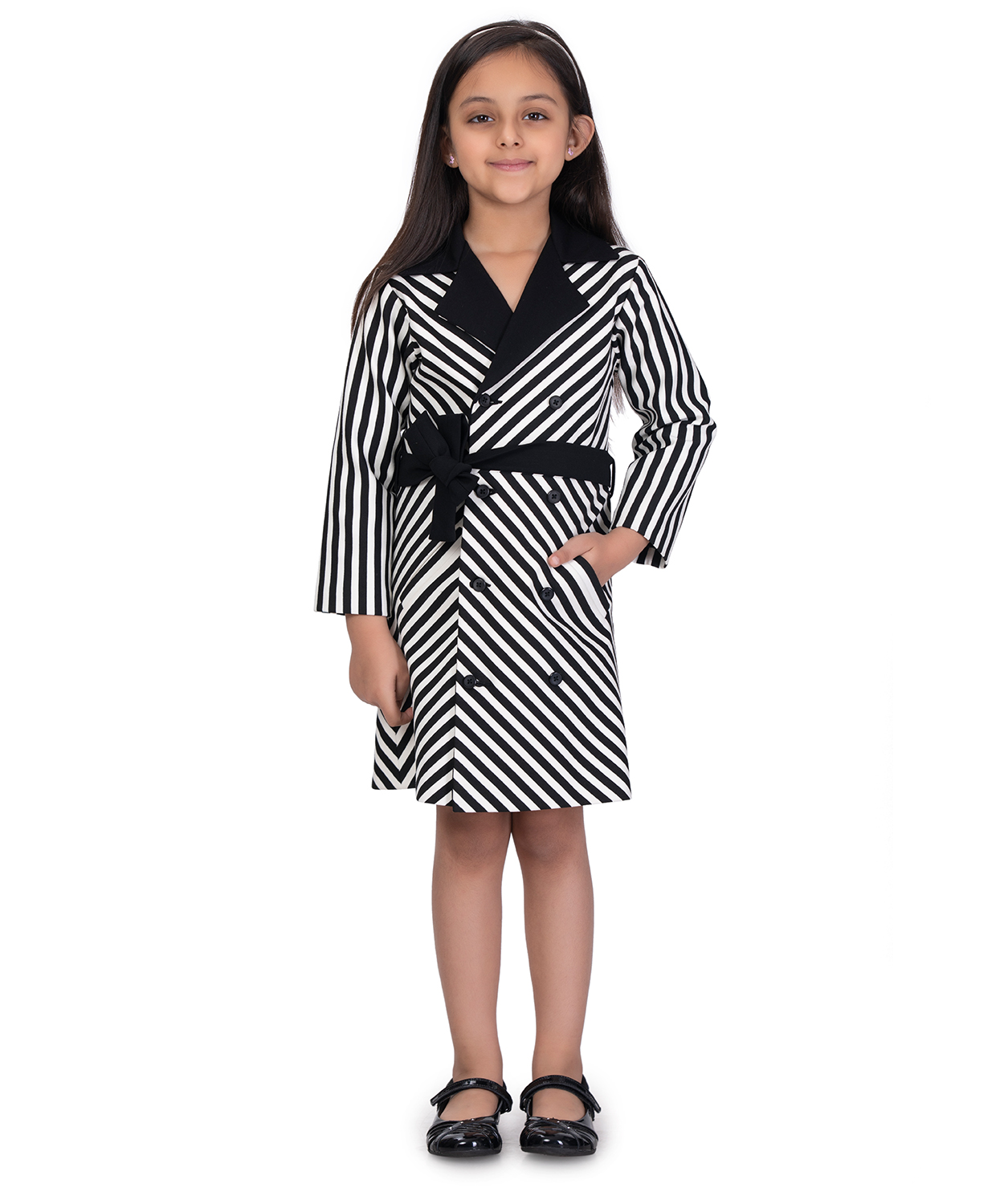 Monochrome Striped Jacket Dress