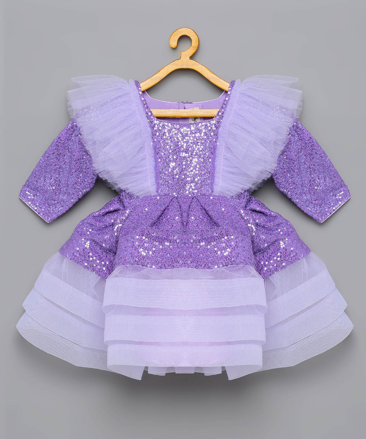 Purple Sequins Ruffle Dress