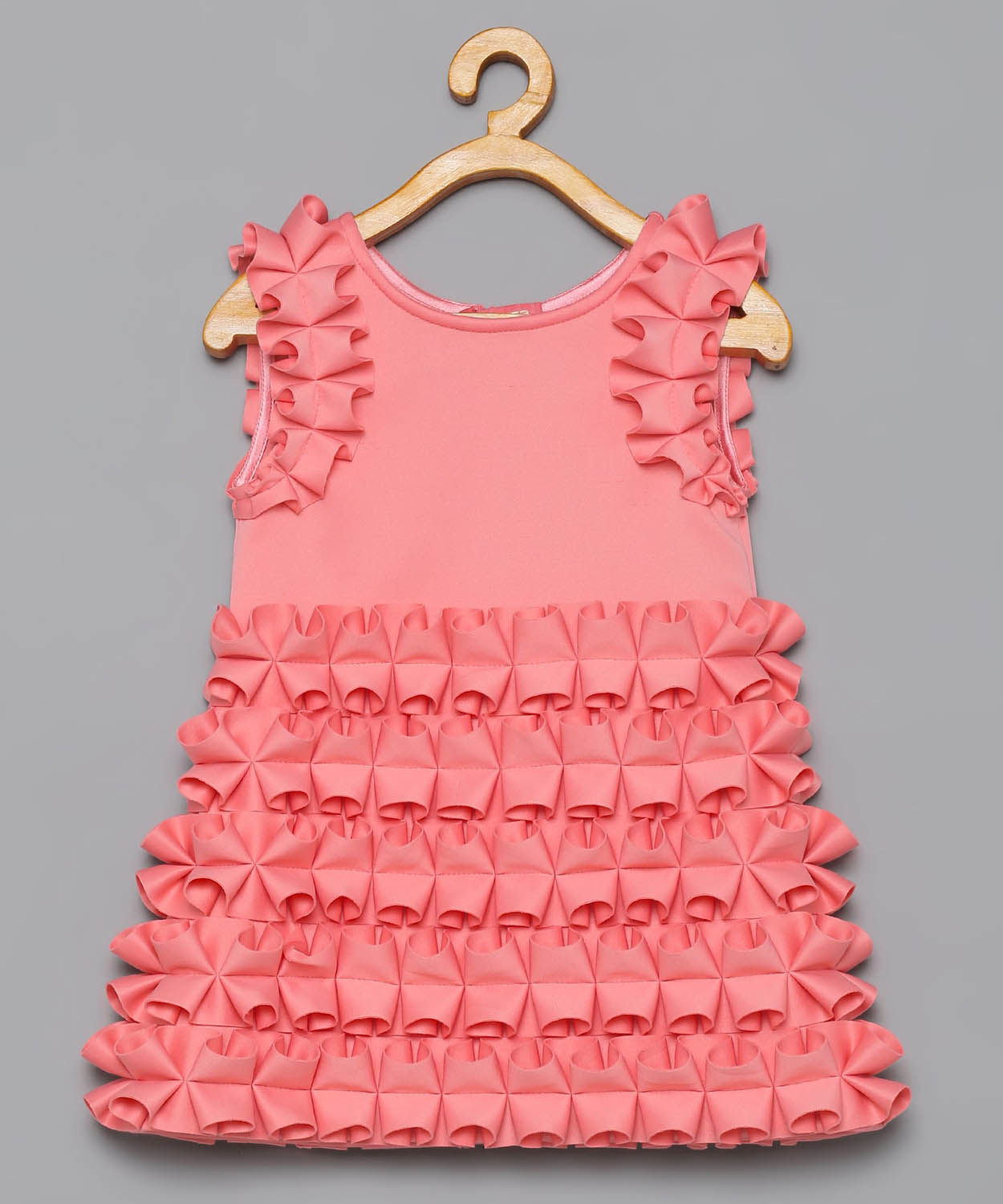 Blush Pink 3D Ruffle Dress