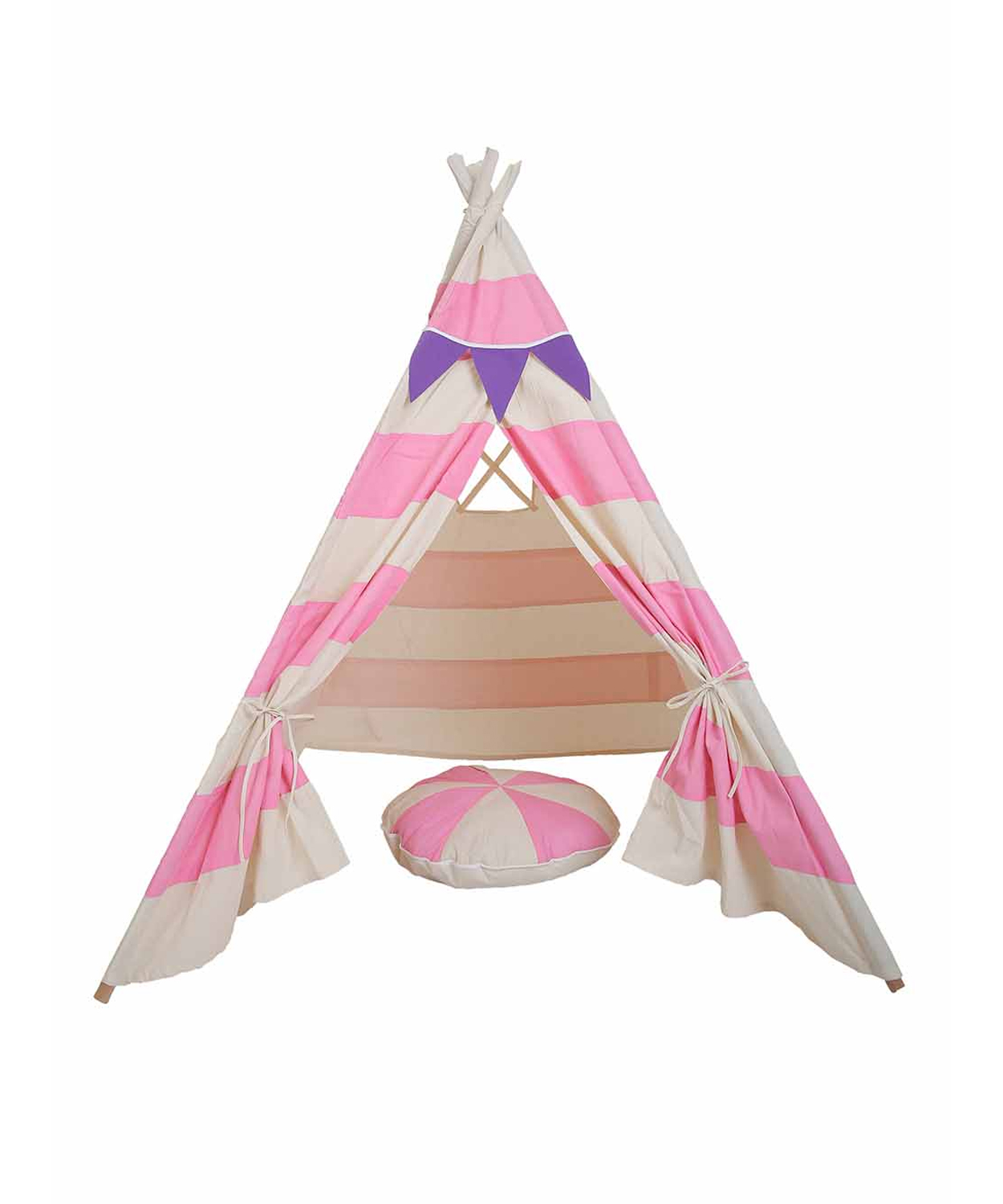 Pink Striped Teepee Tent With Matching Bunting