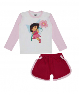 Dora Printed Full Sleeve T-shirt & Short Set