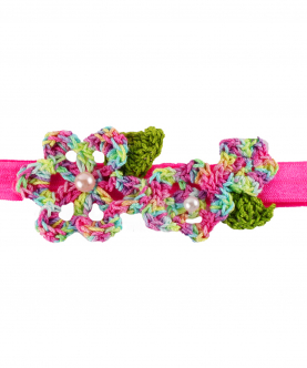 Flowers and Leaves Elastic Hairband - Shaded Hot Pink
