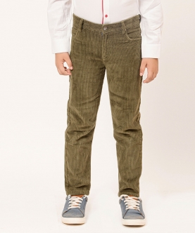 Varsity Chic Corduroy Green Trousers for Boys