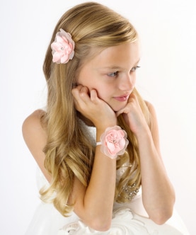 Pink Chiffon Flower Bracelet