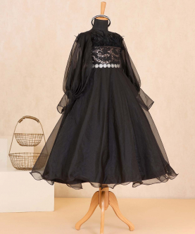 Black Sequins Organza Gown