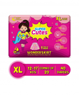 Wonder Skirt For Girl | Pant Style Premium Diaper With Disposable Skirt - XL (40 Pieces)