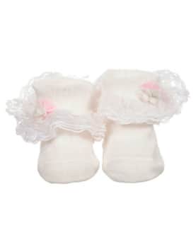 Girls Ivory Lace Flower Cotton Socks