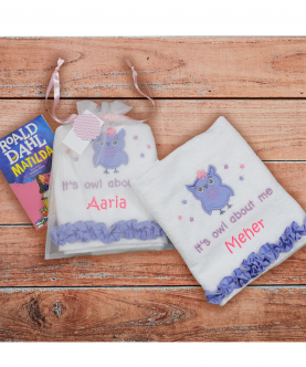 Personalised Owl About Me - Bath towel
