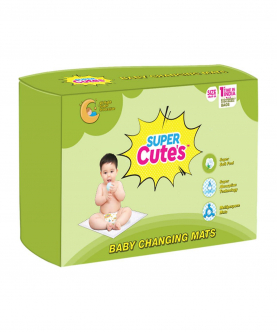 Super Cute's Premium Extra Soft Baby Disposable Changing Mats (Large 60*30 cm) with Biodegradable Disposable Bags - Pack of 10