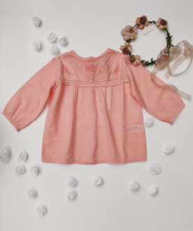 Peach Cotton Top With Tonel Cotton Thread Embroidery