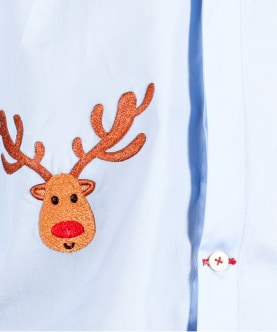 Christmas Raindear Embroided Cotton Shirt