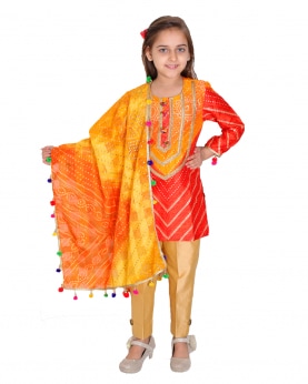 Bandhani Kurta With Straight Pant