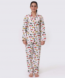 Personalised Christmas Trucks Pajama Set For Women