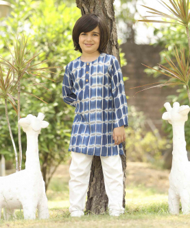 Chanderi Cotton Printed Kurta With Cotton Pyjama